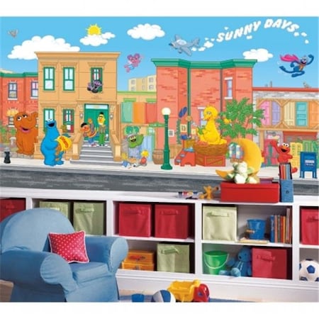 Roommates Roommates JL1213M Sesame Street Chair Rail Prepasted Mural 6 ft. x 10.5 ft. JL1213M